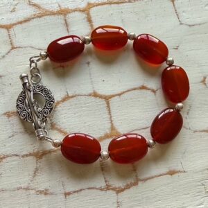 Agate rouge argent