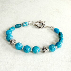 Apatite bleue et argent
